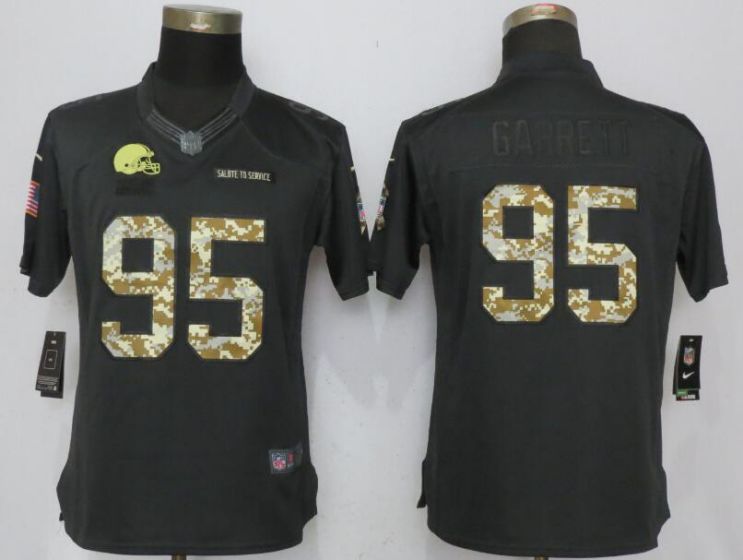 2017 NFL Women New Nike Cleveland Browns #95 Garrett Anthracite Salute To Service Limited Jersey->women nfl jersey->Women Jersey